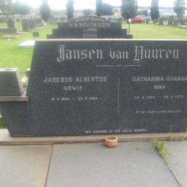 VUUREN Jacobus Albertus, Jansen van 1925-1994 &amp; Catharina Susara 1924-1972