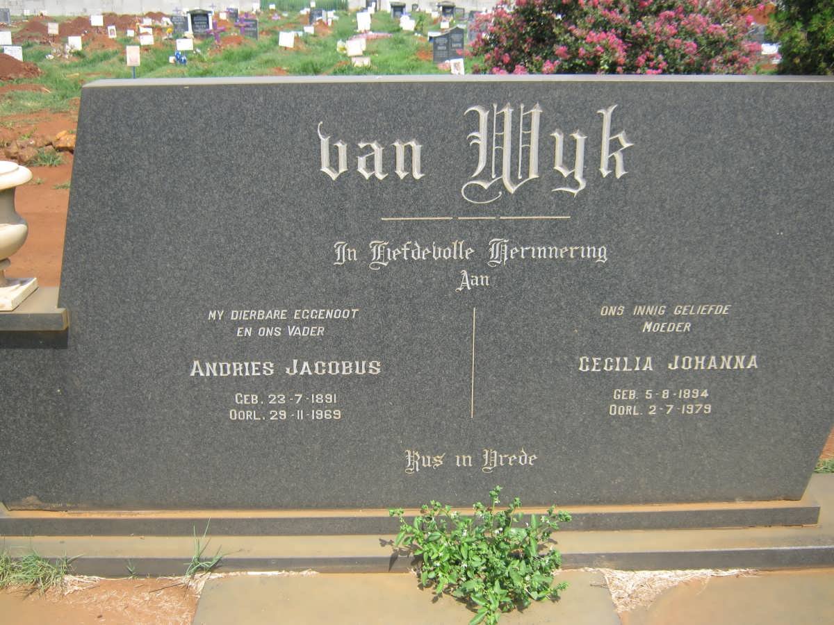 WYK Andries Jacobus, van 1891-1969 & Cecilia Johanna 1894-1979