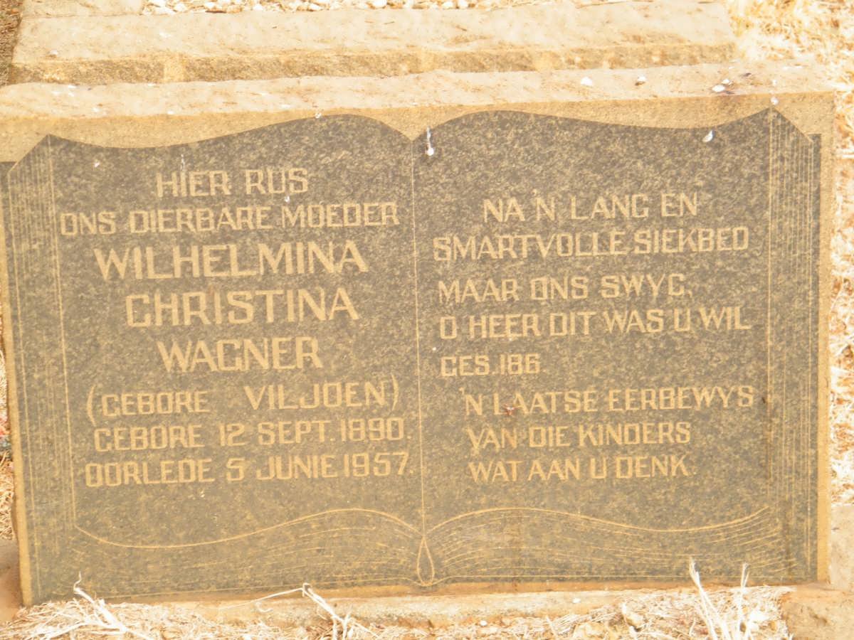 WAGNER Wilhelmina Christina nee VILJOEN 1890-1957