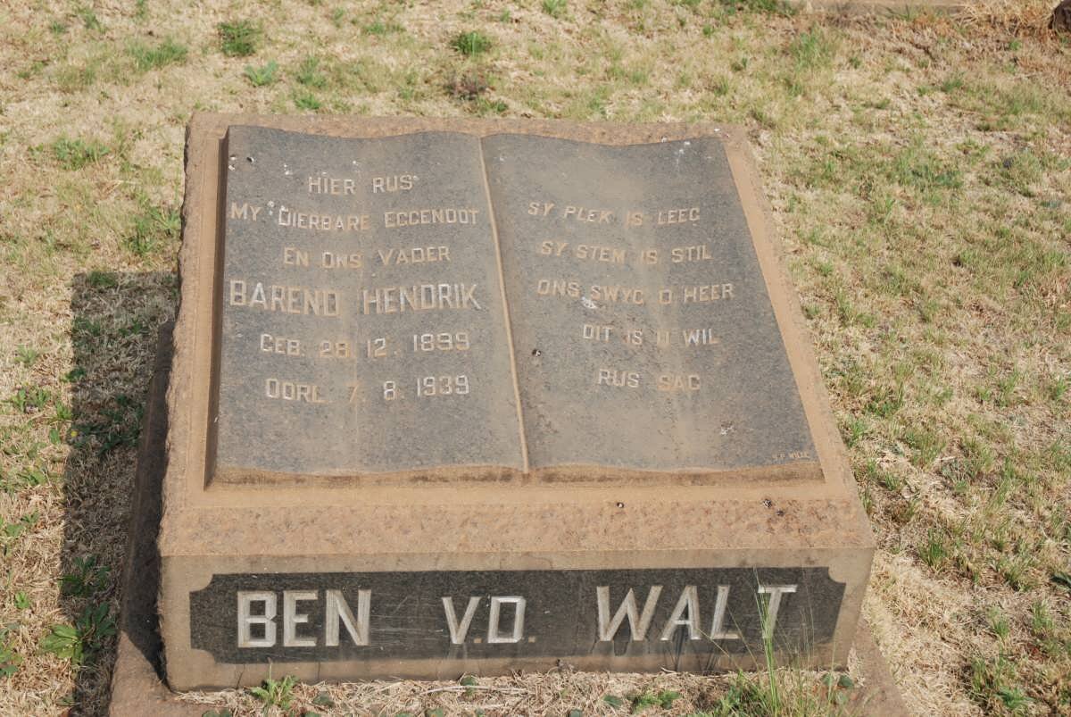 WALT Barend Hendrik, v.d. 1899-1939