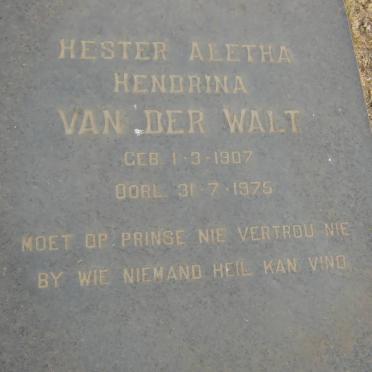 WALT Hester Aletha Hendrina, van der 1907-1975