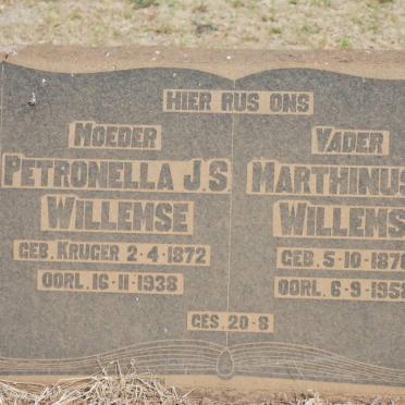 WILLEMSE Marthinus J. 1870-1958 &amp; Petronella J.S. KRUGER 1872-1938 