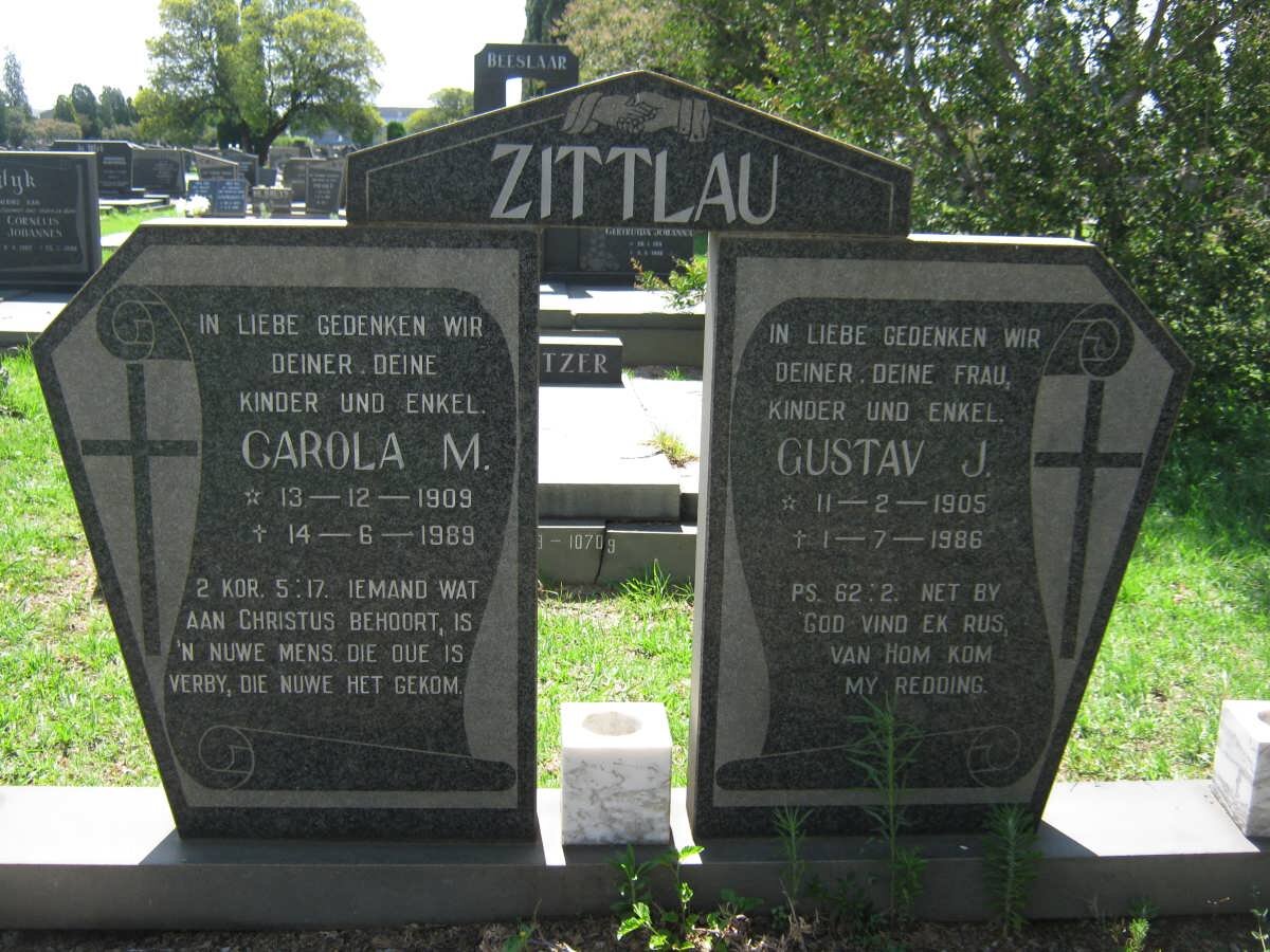 ZITTLAU Gustav J. 1905-1986 &amp; Carola M. 1909-1989