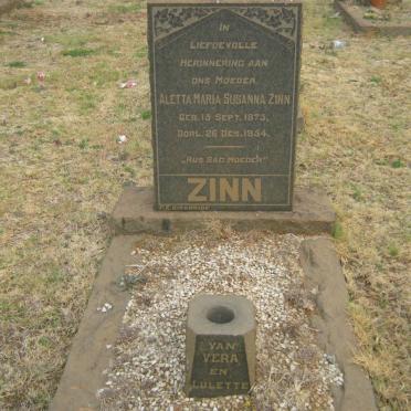 ZINN Aletta Maria Susanna 1873-1954