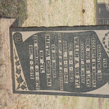 ZYL Willem A., van 1862-1940 &amp; Martha Christina CONRADIE 1878-1970