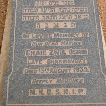 OSRIN Chaie Zwie  formerly SHAKINOVSKY -1933
