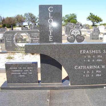 CLOETE Erasmus S. 1914-1988 &amp; Catharina W.J. 1926-1984
