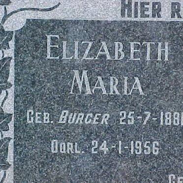 BURGER Elizabeth Maria 1881-1956