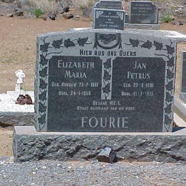 FOURIE Jan Petrus 1891-1975 &amp; Elizabeth Maria BURGER 1881-1956