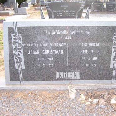KRIEK Johan Christiaan 1904-1970 &amp; Heilie S. 1916-1978