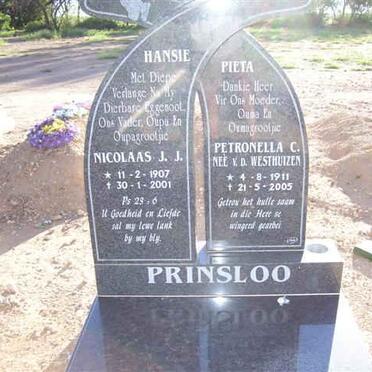 PRINSLOO Nicolaas J.J., 1907-2001 &amp; Petronella C. VAN DER WESTHUIZEN 1911-2005
