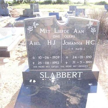 SLABBERT Abel H.J. 1909-1992 &amp; Johanna H.C. 1910-1999