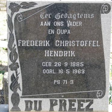 PREEZ Frederik Christoffel Hendrik, du 1885-1963