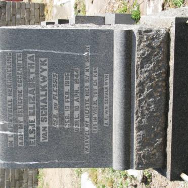 SCHALKWYK Alsje Elisabetha, van nee DU PLESSIS 1906-1944