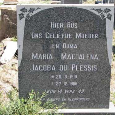 PLESSIS Maria Magdalena Jacoba, du 1910-1986