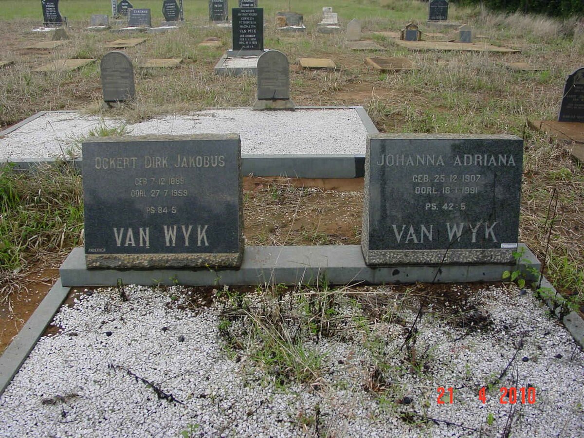 WYK Ockert Dirk Jakobus 1889-1959 & Johanna Adriana 1907-1991