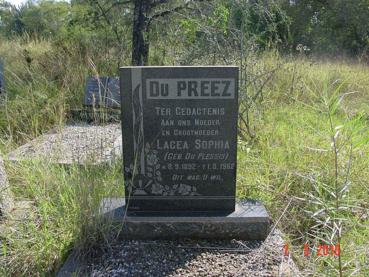 PREEZ Lacea Sophia, du nee DU PLESSIS 1892-1968