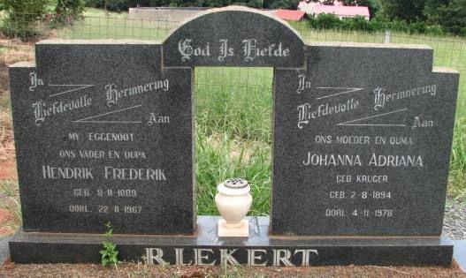 RIEKERT Hendrik Frederik 1889-1967 & Johanna Adriana KRUGER 1894-1978