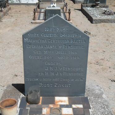 RENSBURG Magrietha Gertruida Aletta Cecillia, Janse van 1918-1919