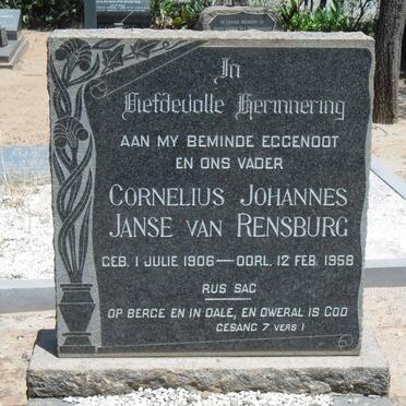 RENSBURG Cornelius Johannes, Janse van 1906-1958