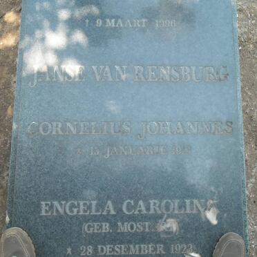 RENSBURG Cornelius Johannes, Janse van 1913-1996 &amp; Engela Carolina MOSTERT 1923-1996