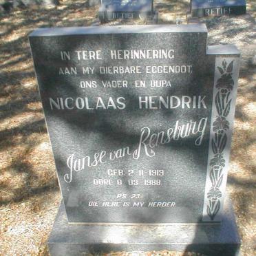 RENSBURG Nicolaas Hendrik, Jansen van 1919-1988