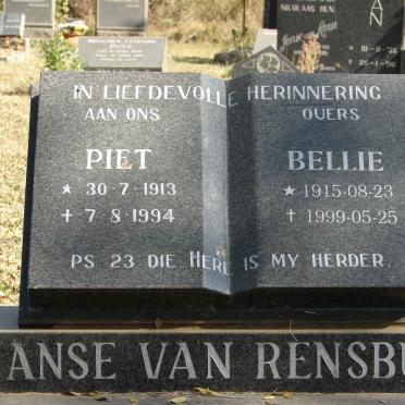 RENSBURG Piet, Janse van 1913-1994 &amp; Bellie 1915-1999