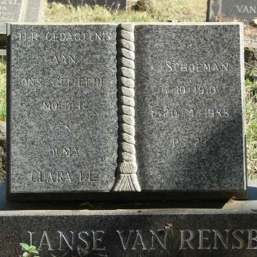 RENSBURG Clara I.E., Janse van nee SCHOEMAN 1910-1988