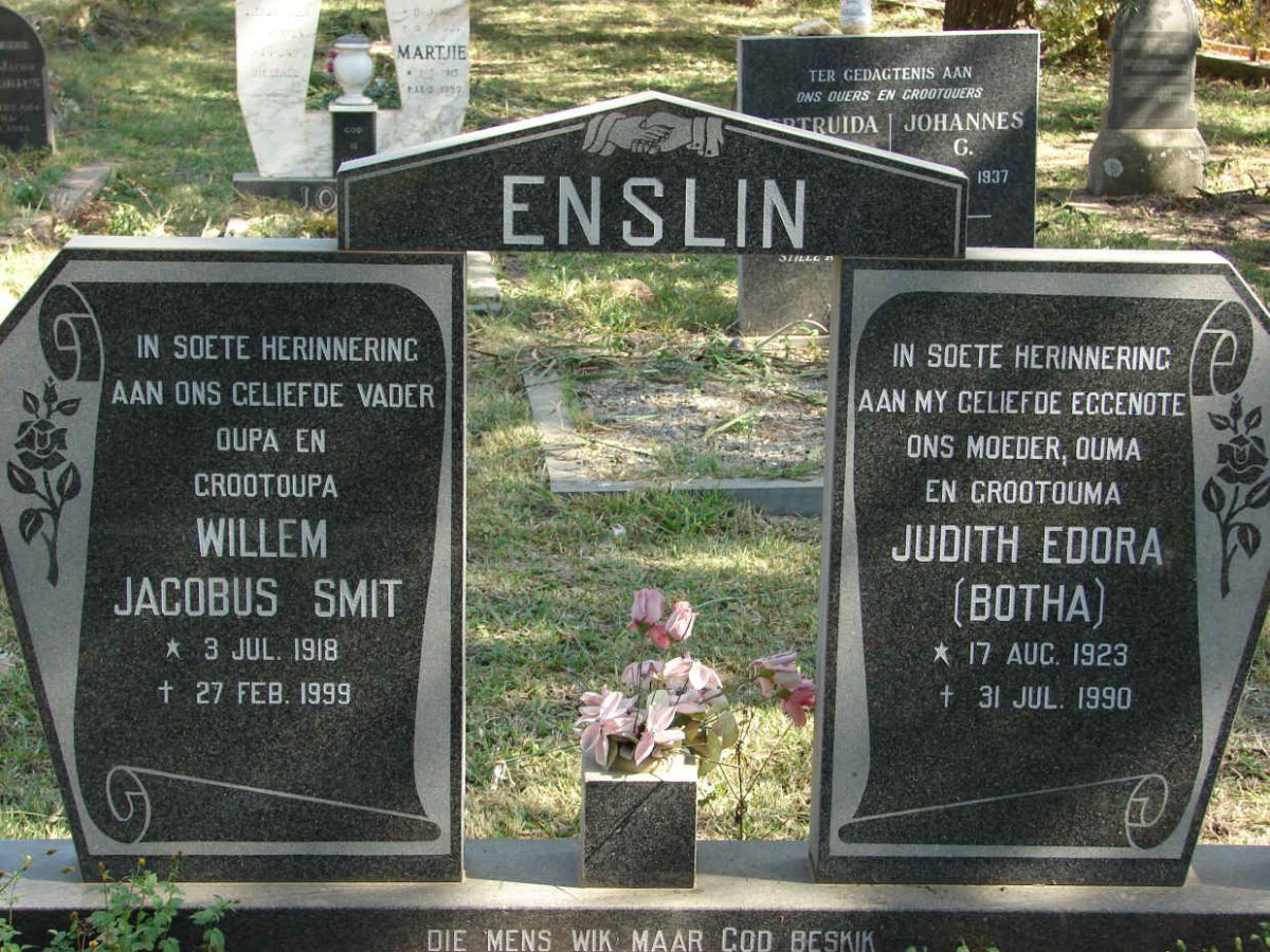 ENSLIN Willem Jacobus Smit 1918-1999 & Judith Edora BOTHA 1923-1990
