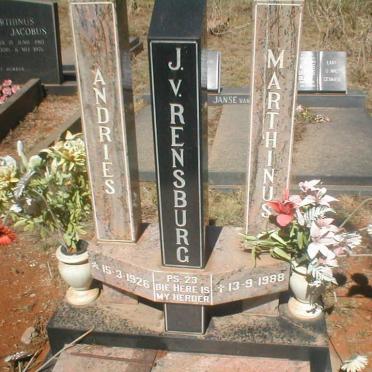RENSBURG Andries Marthinus, J. van 1926-1988