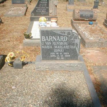 BARNARD Maria Margaretha nee J. VAN RENSBURG 1905-1988