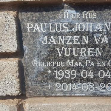 VUUREN Paulus Johannes, Janzen van 1939-2014