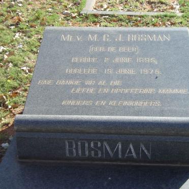 BOSMAN M.C.J. nee DE BEER 1895-1975
