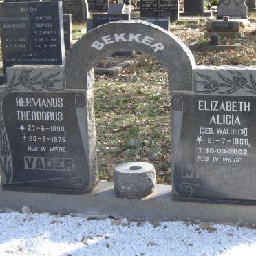 BEKKER Hermanus Theodorus 1898-1975 &amp; Elizabeth Alicia WALDECK 1906-2002