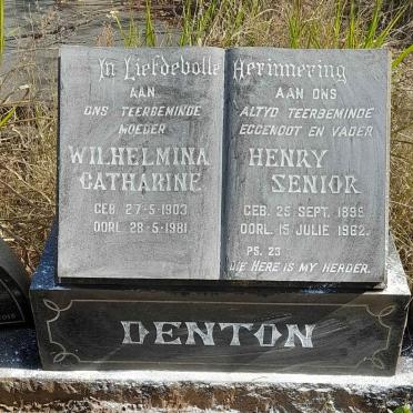 DENTON Henry Senior 1899-1962 &amp; Wilhelmina Catharina 1903-1981