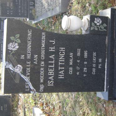 HATTINGH Isabella H.J. nee MALAN 1902-1985