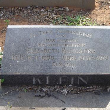 KLEIN Elizabeth Magdalena 1899-1982