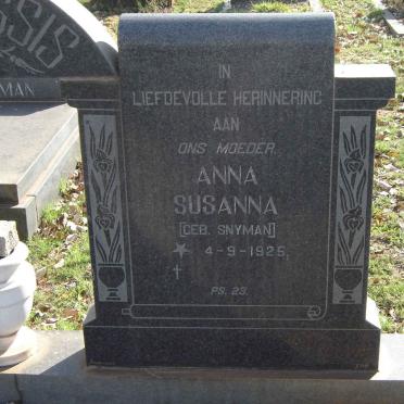 PLESSIS Anna Susanna, du nee SNYMAN 1925-