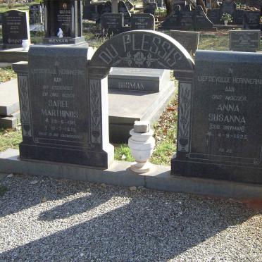 PLESSIS Sarel Marthinus, du 1911-1975 &amp; Anna Susanna SNYMAN 1925-