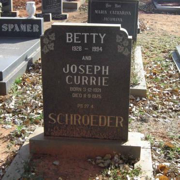 SCHROEDER Joseph Currie 1921-1975 &amp; Betty 1928-1994
