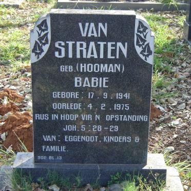 STRATEN  Babie nee HOOMAN 1941-1975