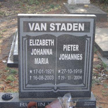 STADEN Pieter Johannes, van 1919-2004 &amp; Elizabeth Johanna Maria 1921-2003