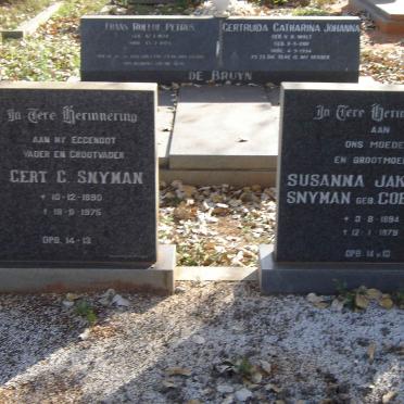 SNYMAN Gert C. 1890-1975 &amp; Susanna Jakoba COETZER 1894-1979