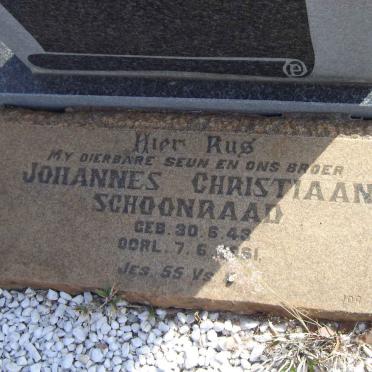 SCHOONRAAD Johannes Christiaan 1943-1961