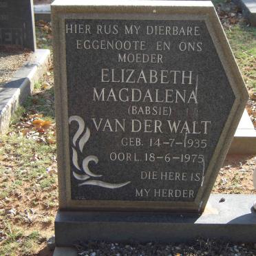 WALT Elizabeth Magdalena, van der 1935-1975