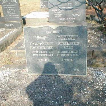 BOTHA Lukas Willem 1886-1955 &amp; Aletta Johanna Elizabeth 1890-1976