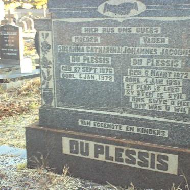 PLESSIS Johannes Jacobus, du 1872-1951 &amp; Susanna Catharina 1878-1972