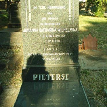 PIETERSE Johanna Catharina Wilhelmina nee BARNARD 1904-1994