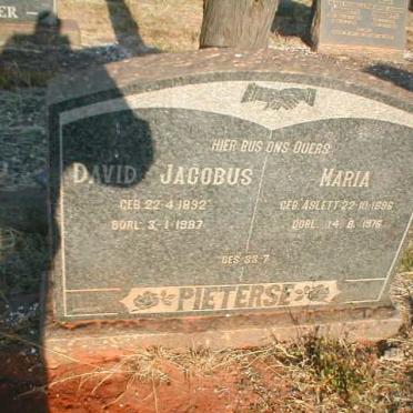 PIETERSE David Jacobus 1892-1987 &amp; Maria ASLETT 1896-1976