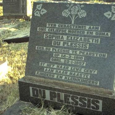 PLESSIS Sophia Elizabeth, du nee DU PLESSIS 1910-1987